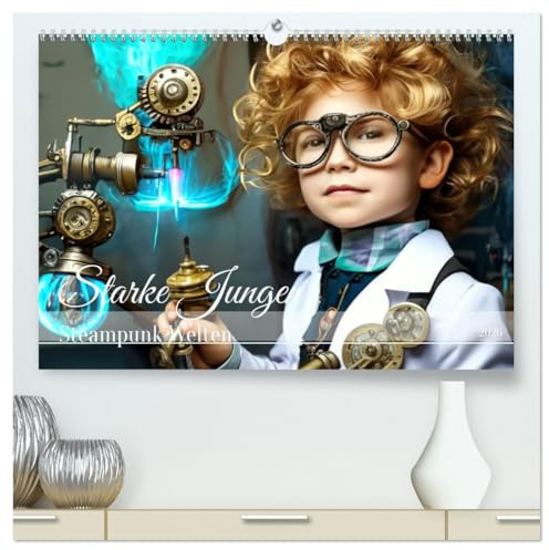 Starke Jungen - Steampunk Welten (hochwertiger Premium Wandkalender 2026 DIN A2 quer), Kunstdruck in Hochglanz: Jungen Rollen in der Welt des Steampunks. (CALVENDO Menschen)