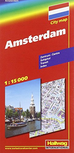 Amsterdam: Stadtplan, Massstab 1:15 000: Zentrum, Schiphol, Transit, Index
