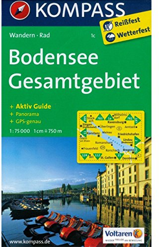Bodensee Gesamtgebiet: Wanderkarte mit Aktiv Guide, Radwegen und Panorama. GPS-genau. 1:75000 (KOMPASS Wanderkarte)