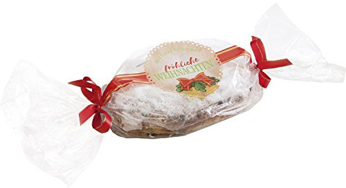 folia 295 - Stollenschläuche mit Weihnachtsdruck, ca. 25 x 64 cm, 2 Stück - die ideale Verpackung für Ihre selbst gebackenen Stollen, Klar