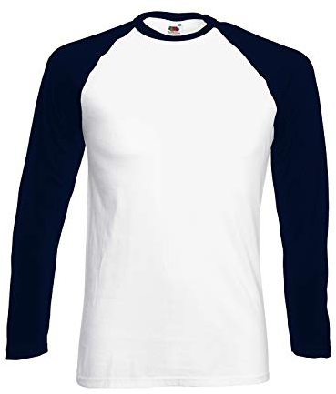 Fruit of the Loom Baseball Langarm ( Longsleeve ) T-Shirt S M L XL XXL Weiss - Navy,L