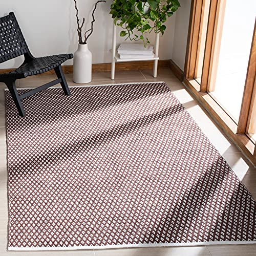SAFAVIEH Boston Collection Area Rug - 5' x 8', Brown, Handmade Flat Weave Cotton, Ideal for High Traffic Areas in Living Room, Bedroom (BOS685A)