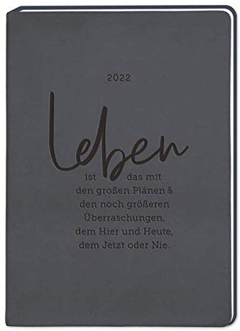 Terminplaner Lederlook A5 Schwarz 2022: Terminplaner Lederlook A5