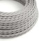 creative cables Cavo Elettrico trecciato Rivestito in Tessuto Effetto Seta Tinta Unita Argento TM02-1 Metri, 3x0.75