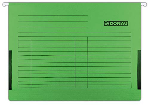 DONAU 7420905-06 Hängetasche mit Leinenfröschen| Aus Recycling-Karton 230 GSM für DIN A4 Farbe: Grün| 5er Packung| auswechselbarem Blanko-Schildchen| ideal für Büro und Schule und der Behörde| Grünen Punkt