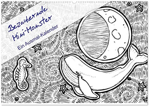 Bezaubernde Mini-Monster - Ein Ausmal-Kalender (Wandkalender 2025 DIN A2 quer), CALVENDO Monatskalender: Ein Ausmal-Kalender für Groß und Klein (CALVENDO Hobbys)