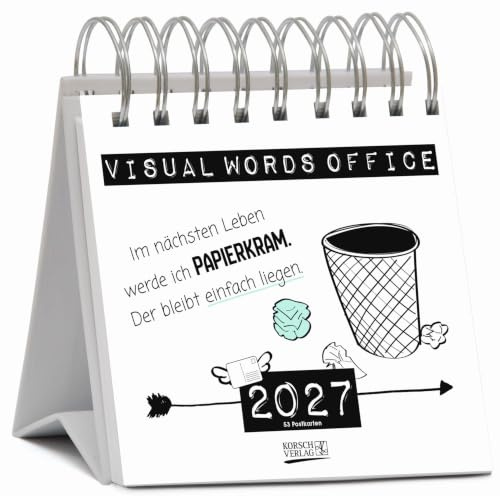 Visual Words Office 2027: Aufstellbarer Typo-Art Postkartenkalender. Jede Woche ein neuer Spruch. Hochwertiger Wochenkalender für den Schreibtisch