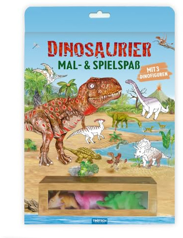 TRÖTSCH - Malbuch Dinosaurier Mal- und Spielspaß S1 | Malbuch mit Spielzeug (Ab 3 Jahren): Malbuch Beschäftigungsbuch Ausmalbuch (Dinosaurierwelt: Alles rund um die Dinos)