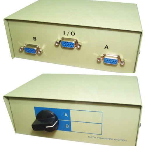 2 Way VGA/SVGA Switch Box - Metal Case (Fully Shielded) - Gold Plated Connectors - Heavy Duty Rotary Switch - Anti Skid Rubber Feet For Desktop Protection