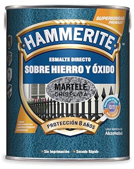 Hammerite Esmalte directo sobre hierro y óxido Martelé Gris Plata 5 L