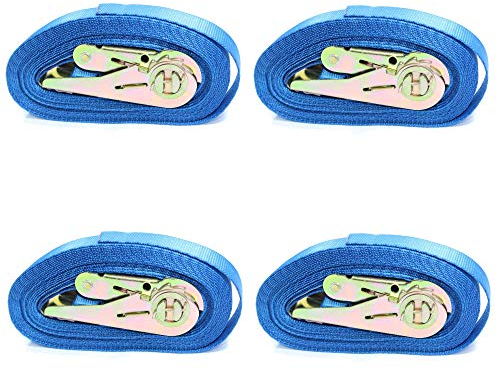 4 Spanngurte 800kg 6 Meter 25mm breit nach EN 12195-2 hergestellt in der Farbe Blau