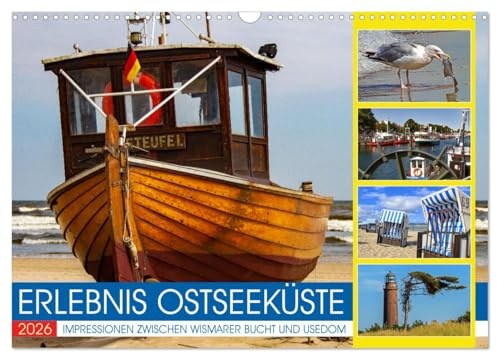 Erlebnis Ostseeküste - zwischen Wismarer Bucht und Usedom (Wandkalender 2026 DIN A3 quer), CALVENDO Monatskalender: Verliebt in die Vielfalt der Ostseeküste Mecklenburg-Vorpommerns (CALVENDO Natur)