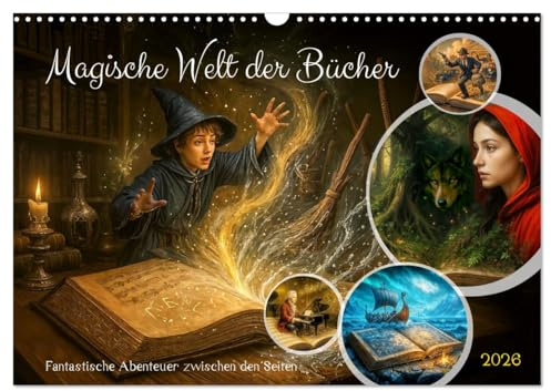 Magische Welt der Bücher - Fantastische Abenteuer zwischen den Seiten (Wandkalender 2026 DIN A3 quer), CALVENDO Monatskalender: Ein Jahr voller ... zum Leben erwachen. (CALVENDO Wissenschaft)
