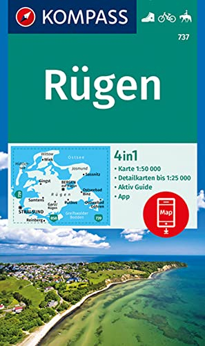 KOMPASS Wanderkarte 737 Rügen 1:50.000: 4in1 Wanderkarte mit Aktiv Guide und Detailkarten inklusive Karte zur offline Verwendung in der KOMPASS-App. Fahrradfahren. Reiten.