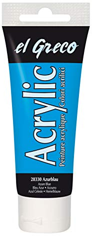 Kreul 28330 - El Greco Acrylic, tube de 75 ml en bleu azur, peinture acrylique brillante hautement pigmentée de qualité étude, peut être peinte avec du beurre, pour une peinture sans pâte