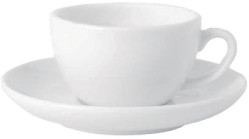 Classic White Espresso Saucer - Dimensions: 125mm (5). Box quantity: 12. | Offers reliable chip resistance and heavy-duty commercial durability, suited for busy cafes and professional food service.