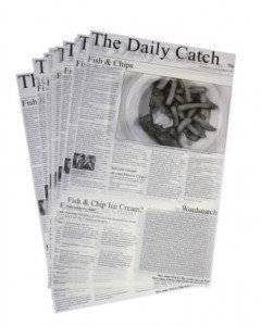 THE DAILY CATCH 50 White Greaseproof Decorative Newspaper Sheets 10x16 / 40x25cm