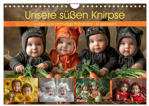 Unsere süßen Knirpse (Wandkalender 2026 DIN A4 quer), CALVENDO Monatskalender: Lustige und anmutige Babyfotos - KI generiert (CALVENDO Menschen)