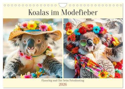Koalas im Modefieber. Flauschig und Chic beim Fotoshooting (Wandkalender 2026 DIN A4 quer), CALVENDO Monatskalender: Der modische Charme pelziger Haute Couture Models (CALVENDO Tiere)