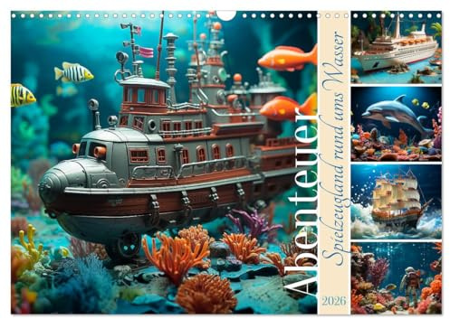 Abenteuer Spielzeugland rund ums Wasser (Wandkalender 2026 DIN A3 quer), CALVENDO Monatskalender: Am, auf und unter dem Wasser gibt es viel zu entdecken (CALVENDO Spass)