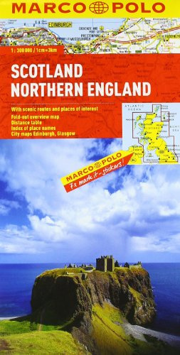 MARCO POLO Karte Schottland, England Nord: Mit landschaftlich schönen Strecken und Sehenswürdigkeiten. Übersichtskarte zum Ausklappen, ... Glasgow (MARCO POLO Karten 1:300.000)