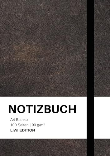 Notizbuch A4 blanko - 100 Seiten 90g/m² - Soft Cover Schwarz - FSC Papier: Notebook A4 weißes Papier unliniert