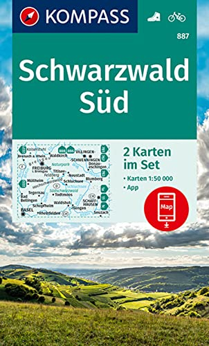 KOMPASS Wanderkarten-Set 887 Schwarzwald Süd (2 Karten) 1:50.000: inklusive Karte zur offline Verwendung in der KOMPASS-App. Fahrradfahren.