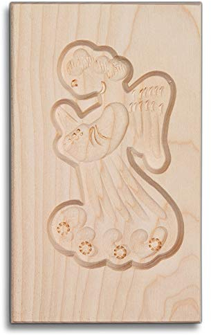 Hofmeister Holzwaren Spekulatius-Form, 100% Made in Germany, plastikfrei backen, Motiv Engel, Springerle-Formen für Kekse mit Motiv, Plätzchen-Ausstecher, Holz-Model-Backform, 8cm, aus Holz