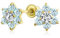 Winzige Aqua Blue Cz Blume Ohrstecker Für Frauen Für Teenager Cubic Zirconia Simuliert Aquamarin 14K Real Gold Schraube Zurück
