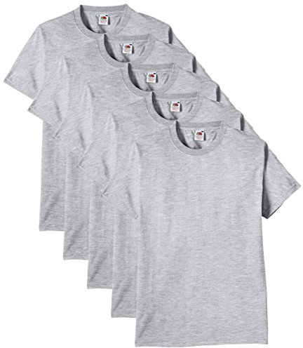 Fruit of the Loom Men's Heavy T Shirt, Heather Grey, XXL UK