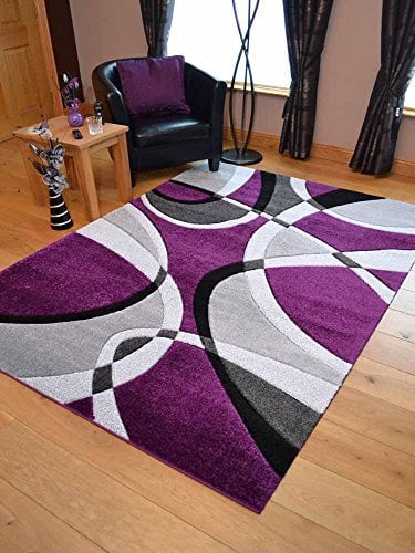Super Verso Purple Silver Modern Hand Carved Dense Rug. Available in 6 sizes (120cm x 170cm)