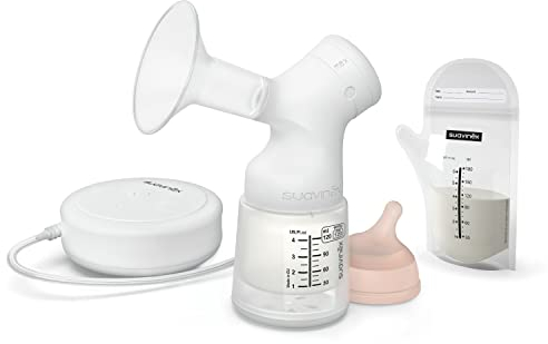 Suavinex, Extractor de Leche Eléctrico. Incluye: Biberón Anticólico Zero Zero de 120ml con Tetina de Flujo Adaptable + 3 Bolsas para Leche + Bolsa de Transporte. Con Sistema Doble de Regulación