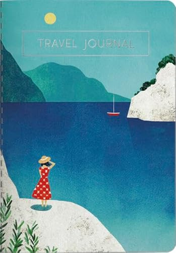 Travel Journal-Meer: Notizheft A6, reisen, zum Ausfüllen, Silberveredelung, Fadenheftung, 48 Seiten SchreibLiebe