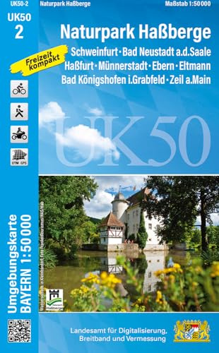 UK50-2 Naturpark Haßberge: Schweinfurt, Bad Neustadt a.d.Saale, Haßfurt, Münnerstadt, Ebern, Eltmann, Bad Königshofen i.Grabfeld, Zeil a.Main (UK50 ... Karte Freizeitkarte Wanderkarte)