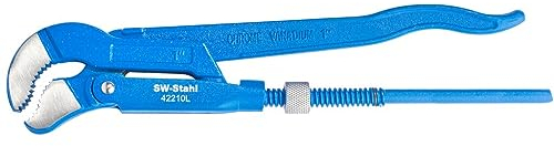 SW-Stahl 42210L Rohrzange 1 Zoll 335 mm I Rohrzange S Maul I Abrutschschutz Klempner Zange geschmiedet und lackiert I Rohrinstallation I blaue Rohrzange groß I Rohrzange für Armaturen