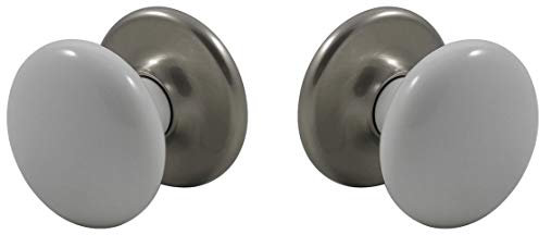 Türknauf-Set aus Porzellan und gebürstetem Nickel Wunderschönes Premium Drückergarnitur Set, passend für alle modernen, vorgebohrten Türen, direkt aus der Verpackung Full Size gebürsteter nickel