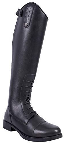 QHP Julia - Stivali da equitazione in pelle, per bambini, taglia 37, colore: Nero