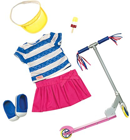 Our Generation – 46 cm Puppenkleidung – Sportliches Outfit – Scooter Zubehör – Oberteil & Rock – Spielzeug für Kinder ab 3 Jahren – Summer Girl