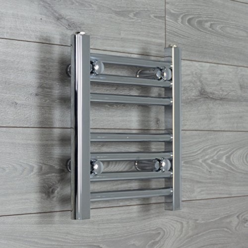 companyblue 350mm wide x 400mm high Heated Towel Rail Straight Flat Chrome Bathroom Warmer Radiator Rack Central Heating