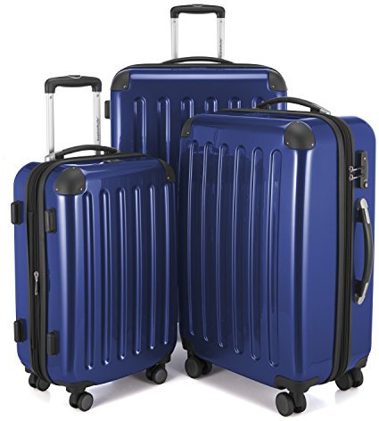 HAUPTSTADTKOFFER - Alex - Ensemble de 3 Valises Rigides Bleu foncé Brillant, TSA, (S, M & L), 235 litres