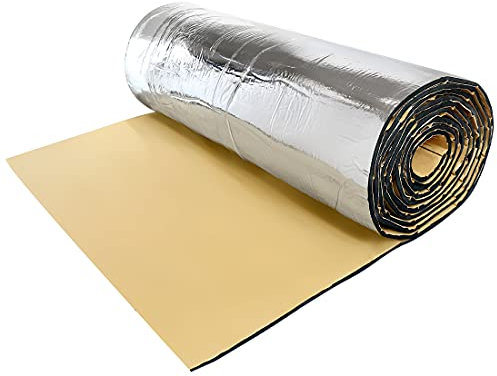 sourcing map 100X152cm Aislante Térmico Lámina Insonorizante Forro Papel Adhesivo 10mm De Espesor Espuma Aislante Acústico Insonorización Coche