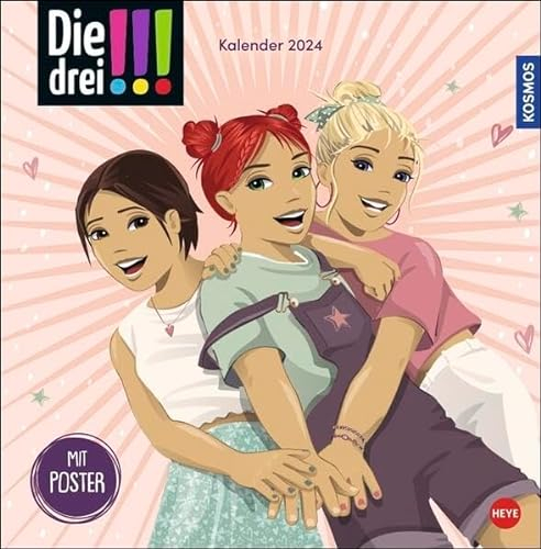 Die drei !!! Broschurkalender 2024. Das Mädchen-Detektiv-Trio in Aktion: Kalender mit coolen Bildern, spannenden Abenteuern und kniffligen Logik-Rätseln. Wandkalender 2024 zum Eintragen