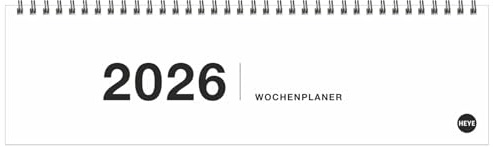 Black&White Wochenquerplaner 2026: Neutraler Tischkalender mit Spiralbindung zum Umklappen in schlichter Schwarzweiß-Optik für den perfekten Überblick ... Maße 32,5 x 9,3 cm (Tisch-Querplaner Heye)