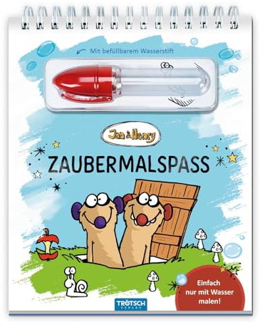 Trötsch Jan & Henry Zaubermalspaß mit Wasserstift: Malblock mit nachfüllbarem Wassermalstift