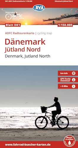 BVA ADFC Radtourenkarte Dänemark, Jütland Nord/Denmark, Jutland North 1:150.000: reiß- und wetterfest, E-Bike geeignet, GPS-Tracks Download, mit ... der Nordspitze bis Aarhus auf einer Karte.