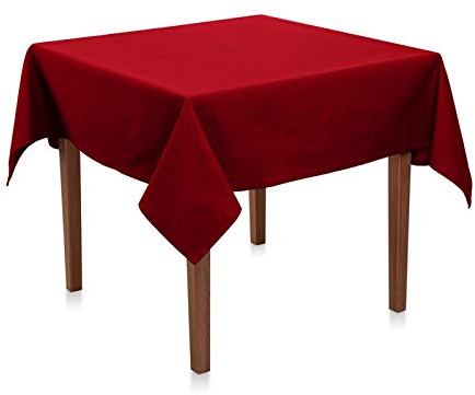 Tischdecke Uni Polyester - Einfarbig, Pflegeleicht, Bügelfrei, Tischtuch, Tischwäsche, Privat, Restaurant, Hotel, Handgefertigt, Made in Europa (Bordeaux Rot, 100x100 cm)