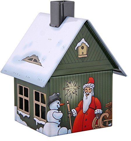 Crottendorfer - Räucherhaus Metall inkl. Räucherkerzenhalter - für Räucherkerzen Gr. M - Maße: 7,2 x 7,8 x9,8cm - Motiv: Weihnachten - Made in Germany
