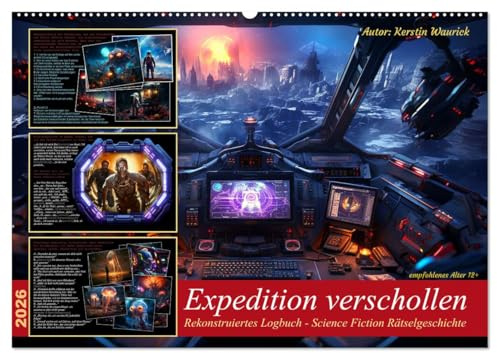 Expedition verschollen (Wandkalender 2026 DIN A2 quer), CALVENDO Monatskalender: Eine knifflige Rätsel Geschichte für das Alter von 12 bis 99 (CALVENDO Wissenschaft)