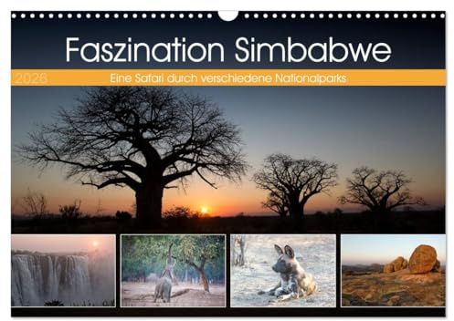 Faszination Simbabwe (Wandkalender 2026 DIN A3 quer), CALVENDO Monatskalender: Bilder aus verschiedenen Nationalparks in Simbabwe (CALVENDO Natur)