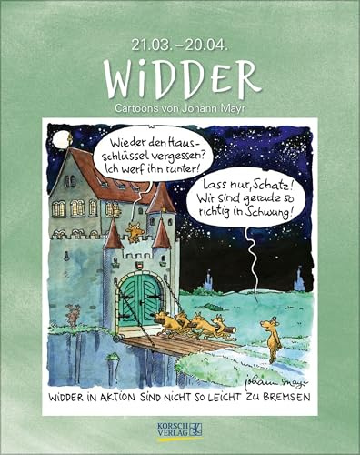 Widder 2027: Sternzeichenkalender-Cartoonkalender als Wandkalender im Format 19 x 24 cm.